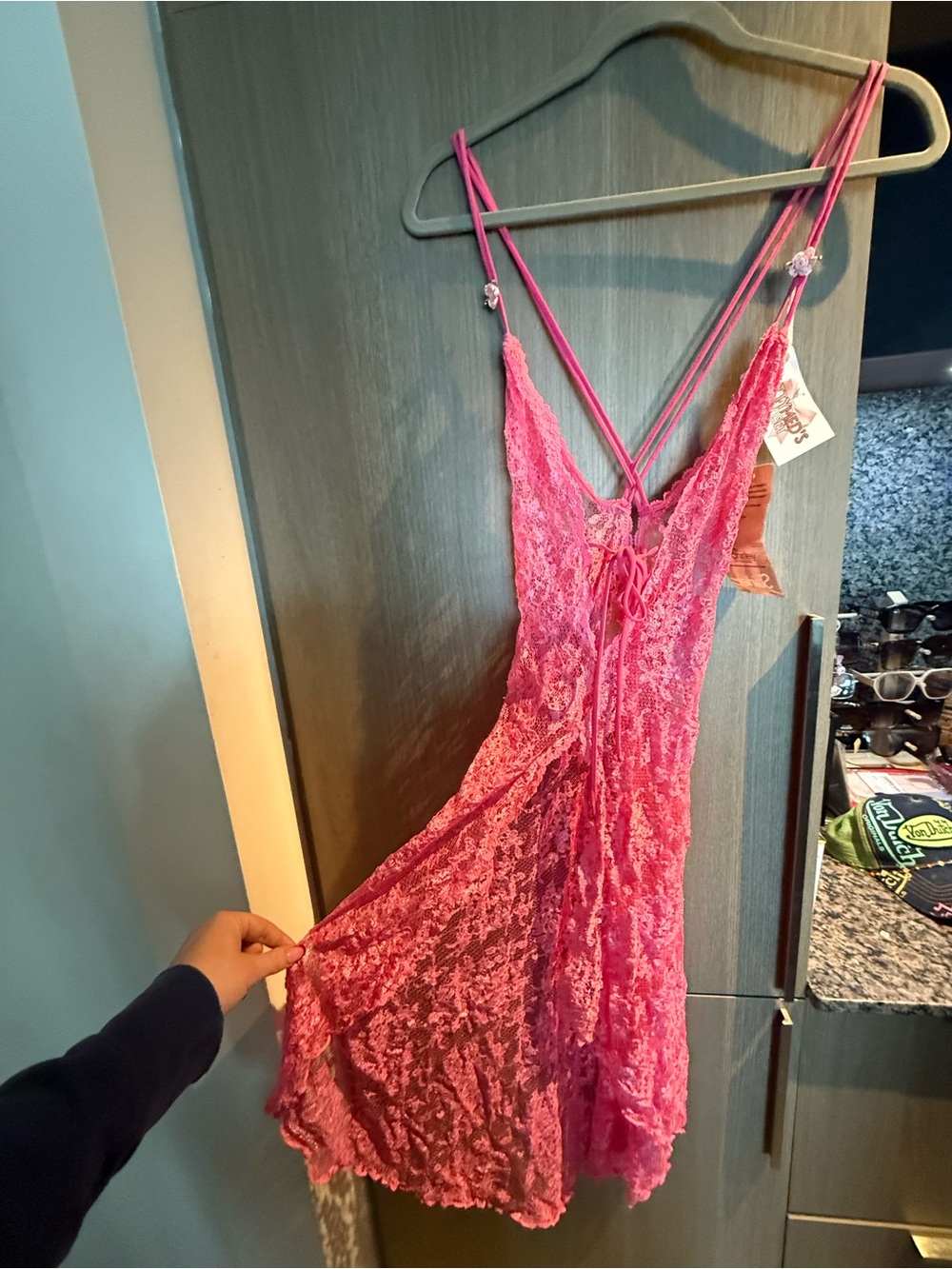 NWT Vintage 90s Shirley of Hollywood Pink Lace Gown NWT #3967